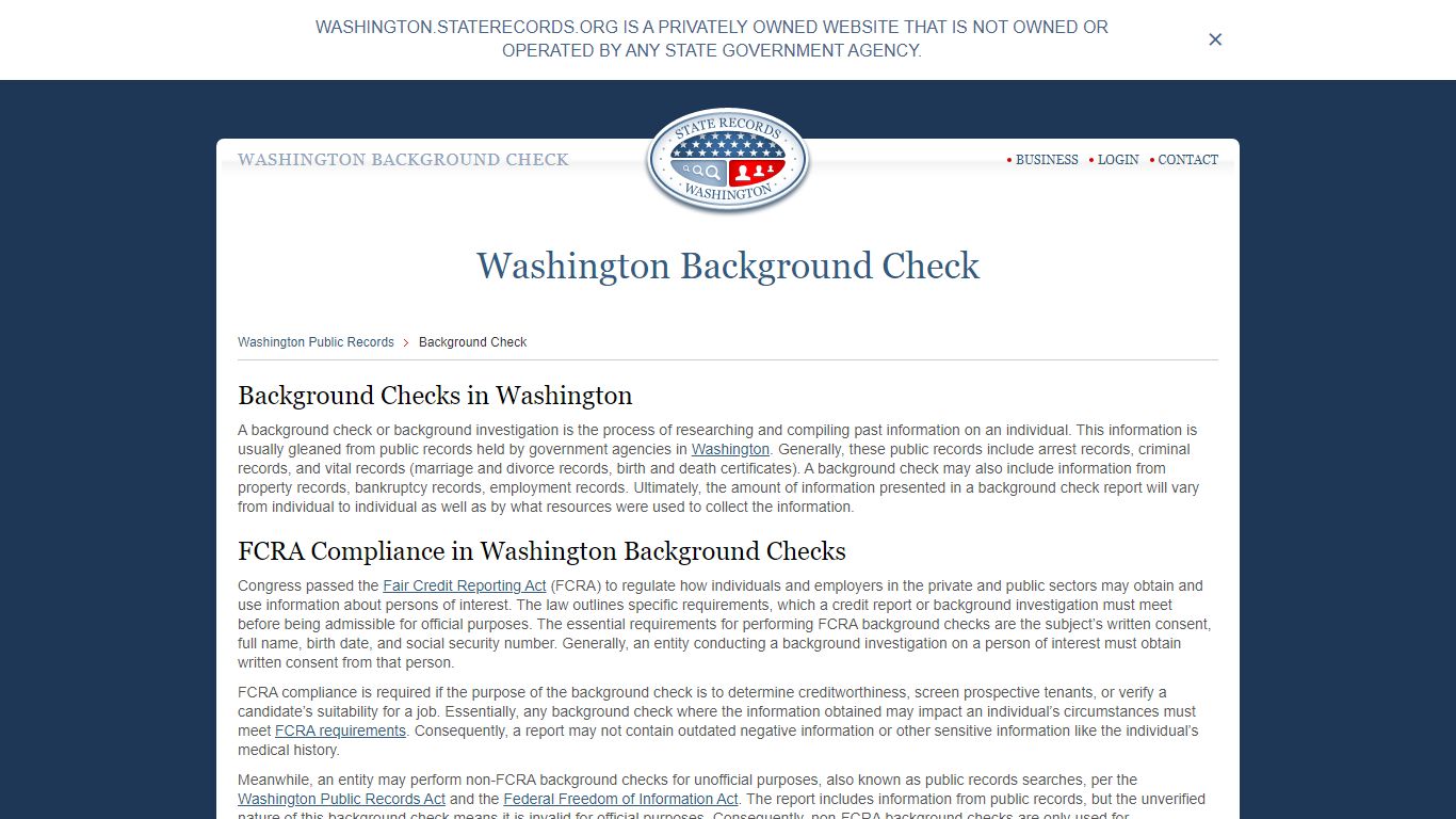 Washington Background Check | StateRecords.org
